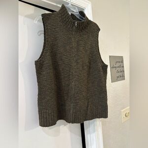 J.Jill Brown/Green Hues Sleeveless Knit Zip-Up Sweater Vest XL
